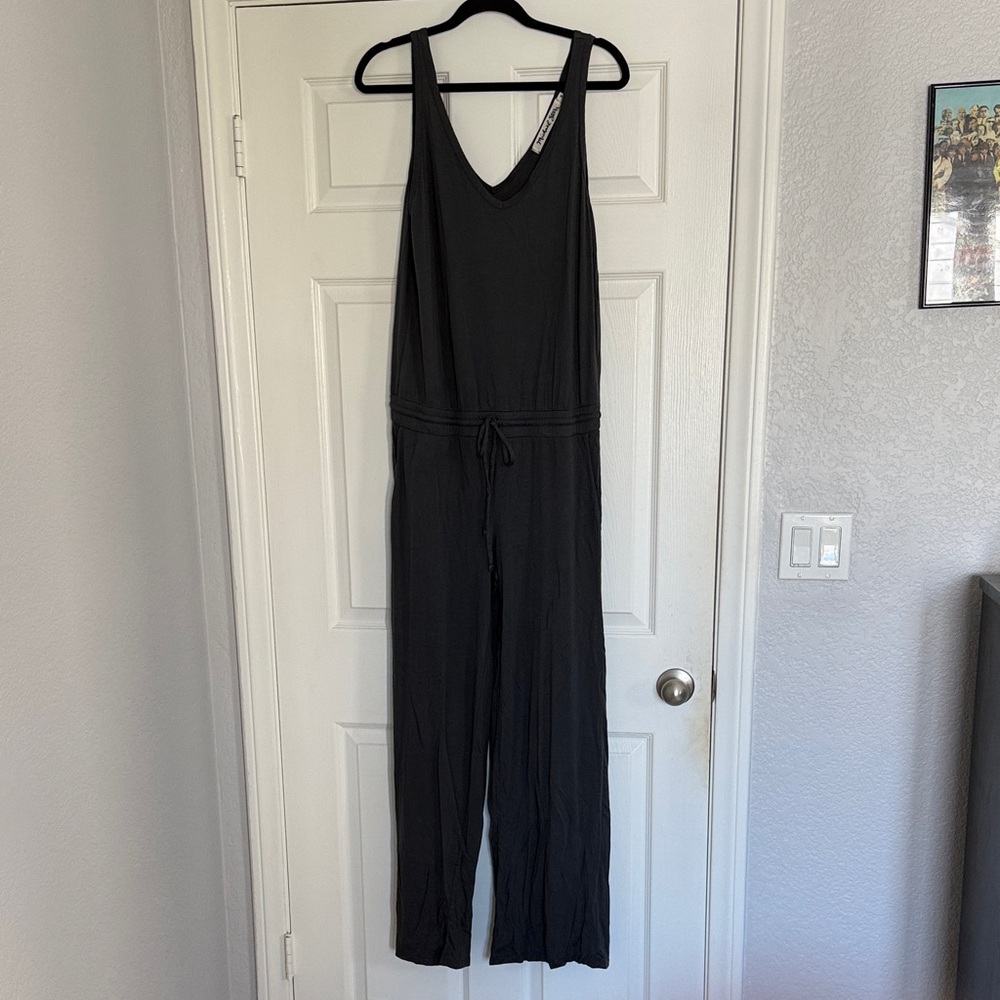 Michael Stars Black Sleeveless V-Neck Drawstring-Waist Jumpsuit